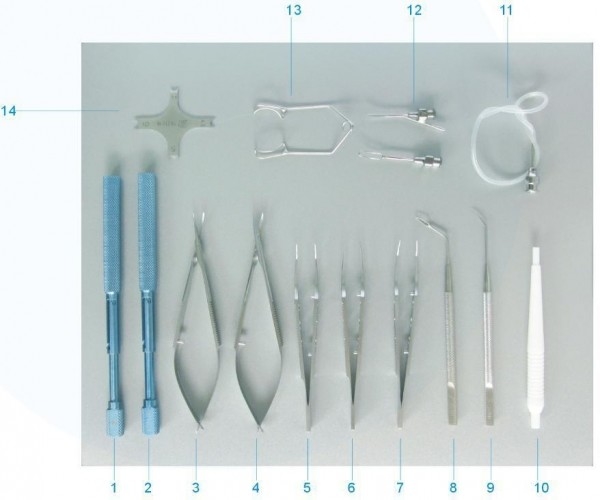 Instrumento SYX14 ajustado para a cirurgia pequena da catarata da incisão (caixa da esterilização incluída) (código No.59014)