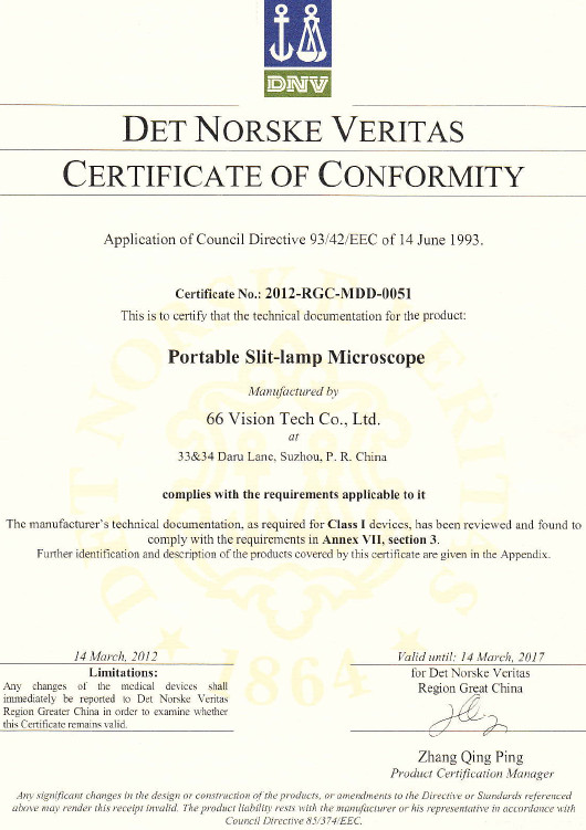 China 66 VISION TECH CO., LTD Certificações
